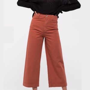 Size 28 Rust Wide Leg orange pants high waisted and cropped
